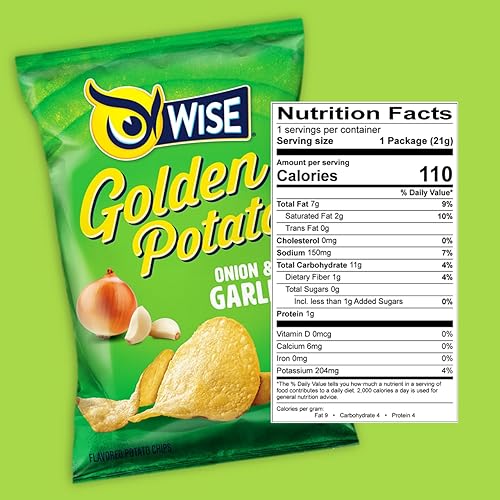 Miniatura 6 de Wise Snacks Ridgies Cheddar and Sour Cream - Papas fritas a granel para aperitivos divertidos y sabrosos, 0.75 onzas, 40 unidades, sin gluten, 0.00