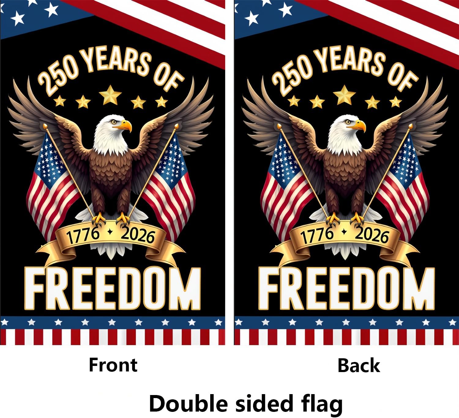 WENWELL American 250 Garden Flag,USA 250th birthday Anniversary Patriotic Banner Double-Sided with Eagle Design, 1776-2026 Commemorative, 28 x 40 Inch - Image 4