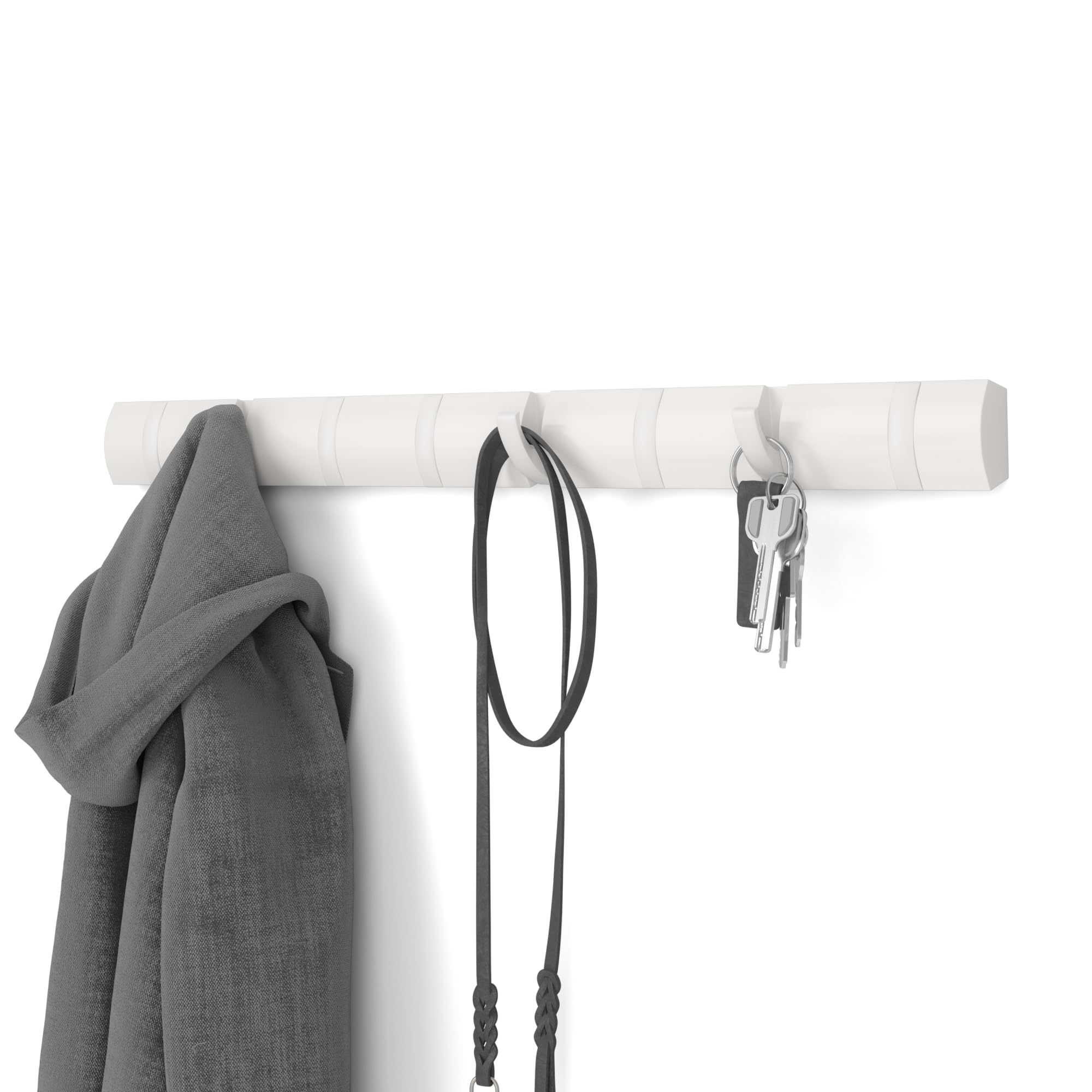 Umbra Flip Wandgarderobe aus Holz mit 8 Haken – Weiss/Weiss