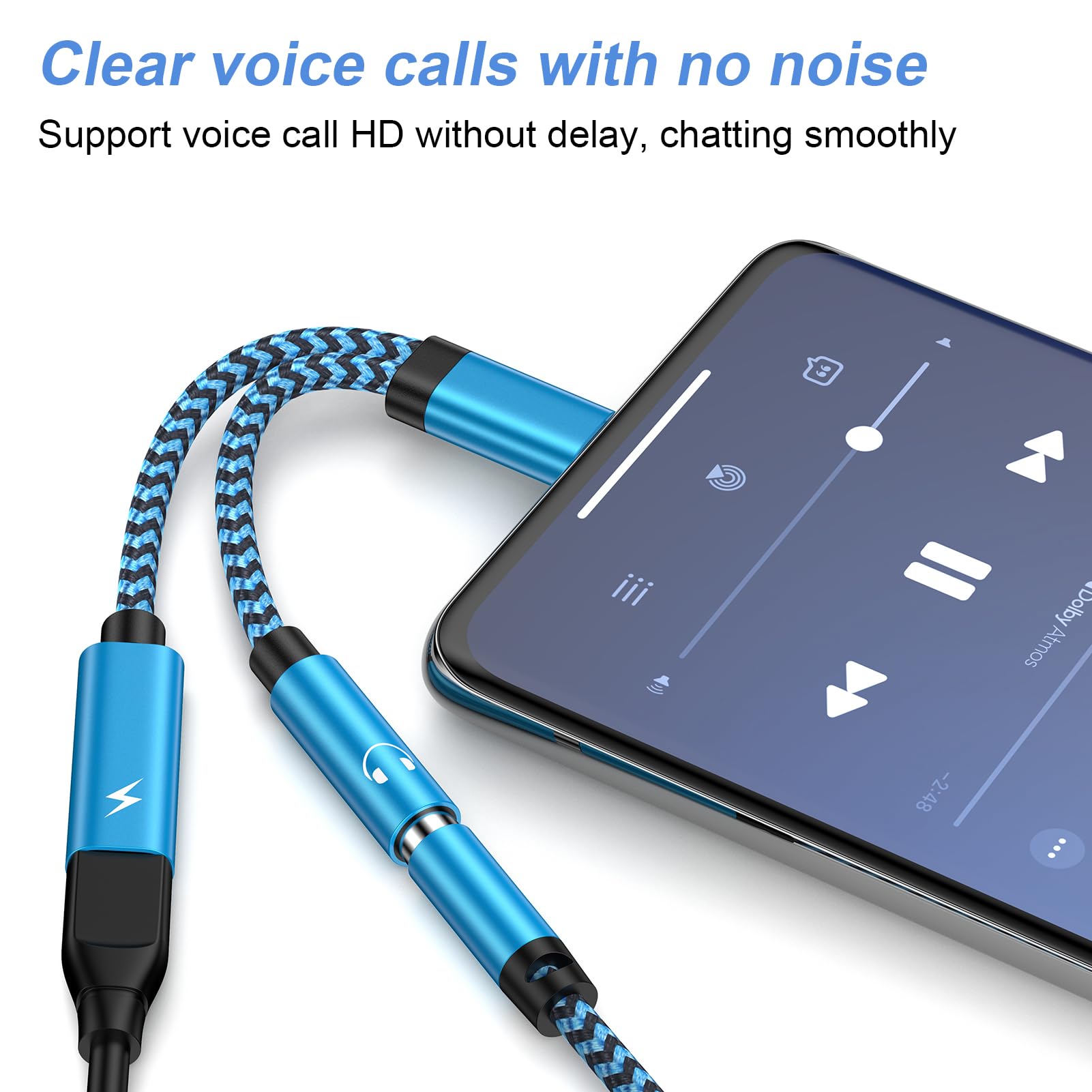 Pack De 2 Adaptadores USB-C A 3.5 Mm Para Auriculares - Con Cable Corto De Nailon, Compatible Con Android