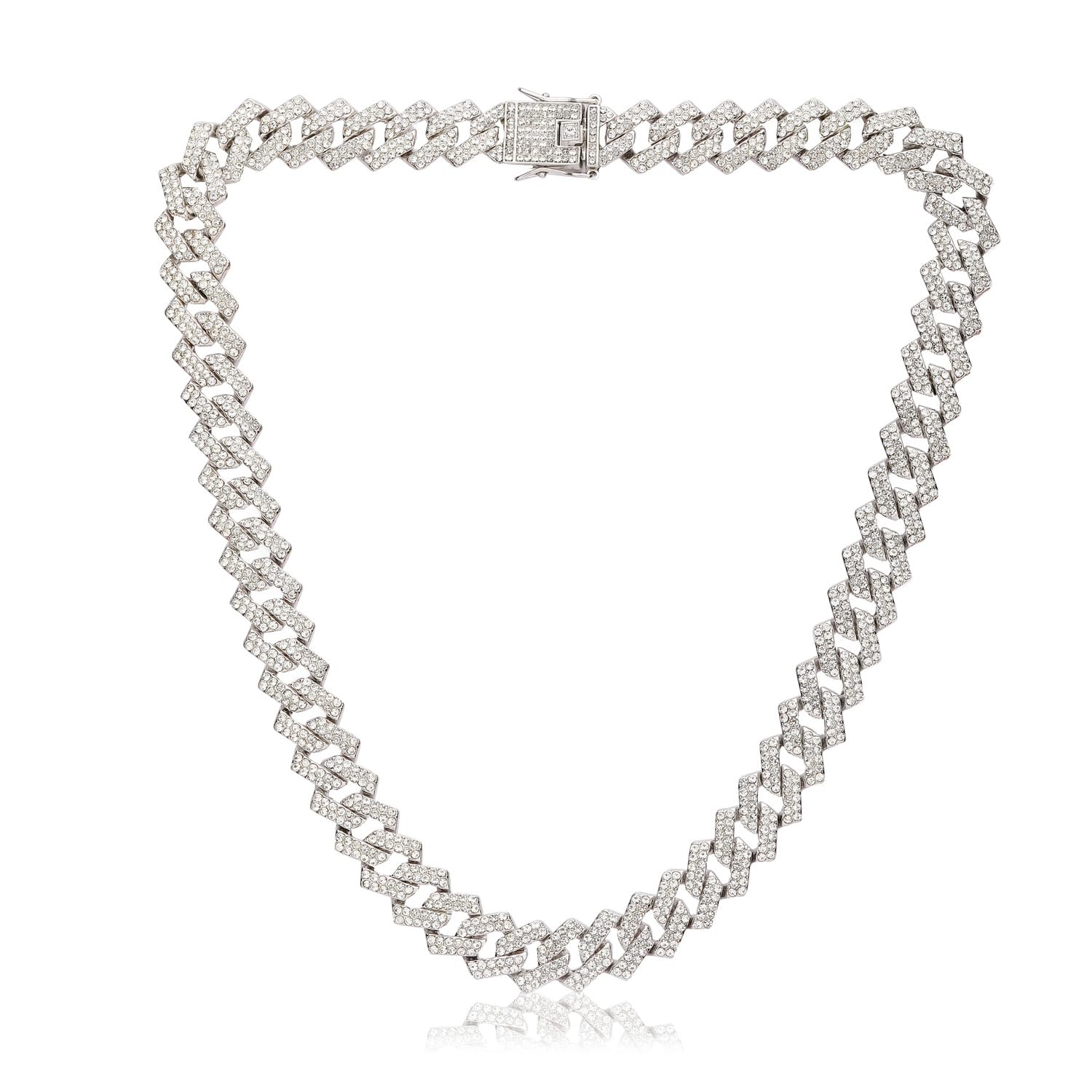 Fashion Frill Stunning Silver Chain For Men Women American Diamond Studded Silver Plated Necklace Chain For Men Boys Women Gift Jewellery Accessories (B0D62Q5BZT) Amazon Price History, Amazon Price Tracker