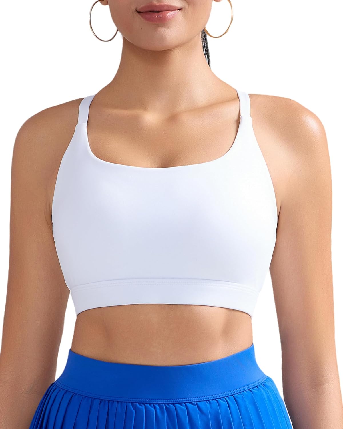 RUNNING GIRL Sports Bras for Women,Light Impact Molded Cup Strap Sports Bra with Sewn in Pads,Best for A-C Cup - Image 2