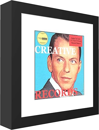 Miniatura 7 de Creative Picture Frames Marco de registro de una sola cubierta de 7 x 7 pulgadas con paspartú negro para exhibir 7 pulgadas y 45 rpm con funda de