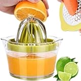 Citrus Lemon Orange Juicer Manual Hand Squeezer with Built-in Measuring Cup and Grater, 12OZ, Green
