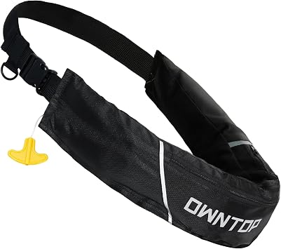 Owntop Automatic/Manual Inflatable Swim Belt Pack, Manual Convertible Swim Jacket for Adults, 24g CO2 Cylinder Included, Low Profile for Kayak, Fishing, Paddle Sports