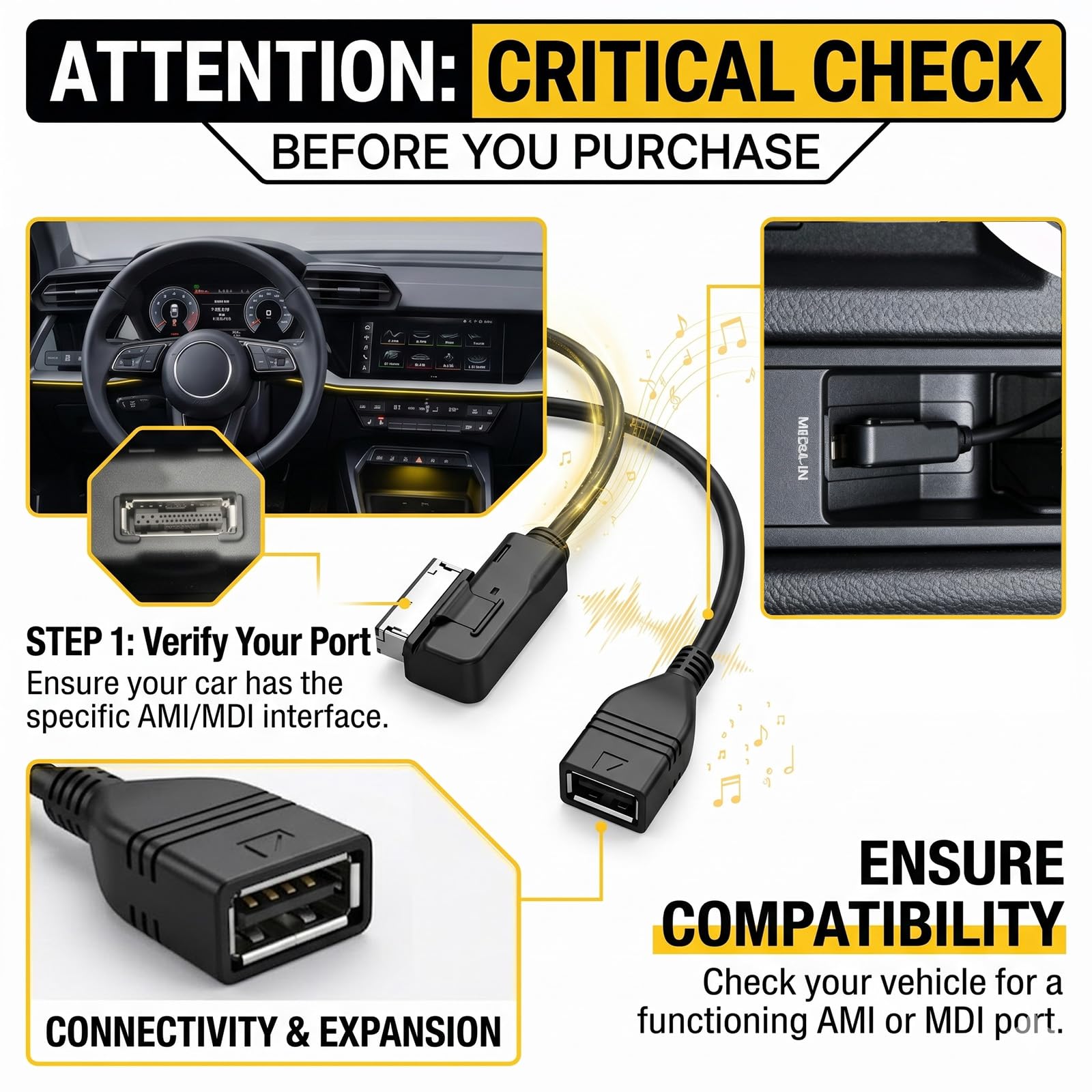 Cavo Adattatore Audio AMI MDI USB Per Auto Audi A3 A4L A5 A6L A8 Q5 Q7 R8 TT – Interfaccia MMI Per Musica E Navigazione - 3
