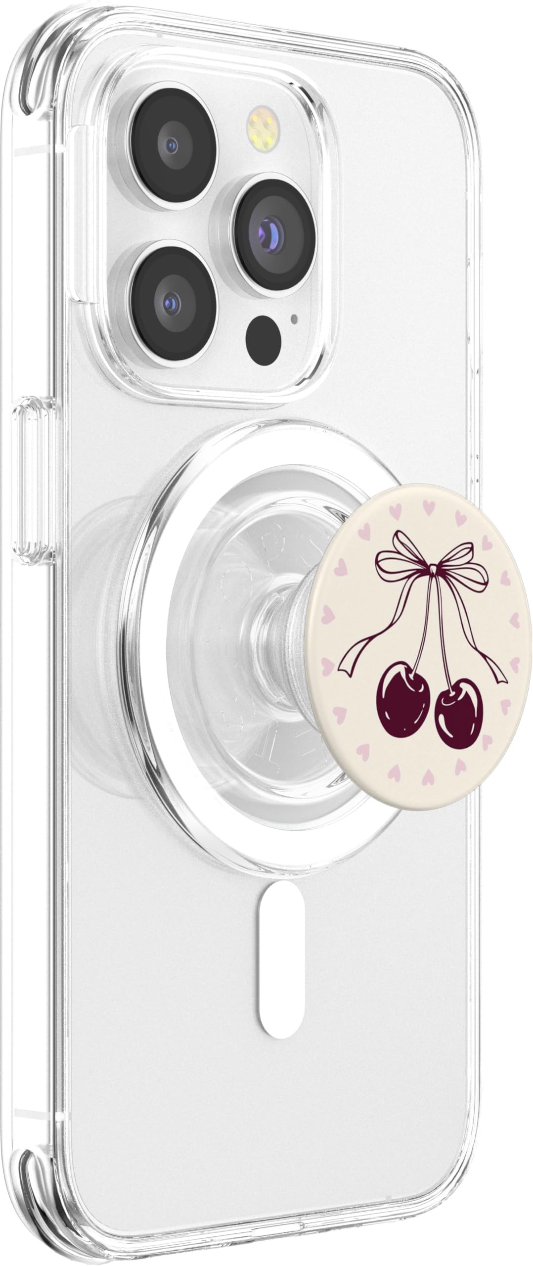 PopSockets - Impugnatura per telefono, cuore e fiocco, colore: Nero ciliegia PopSockets PopGrip per MagSafe
