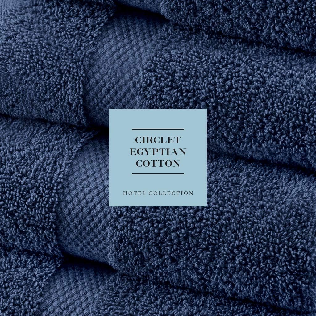 White Classic Luxury Bath Towels - 600 GSM Cotton Hotel Towel - 27x54-4 Pack - Navy Blue