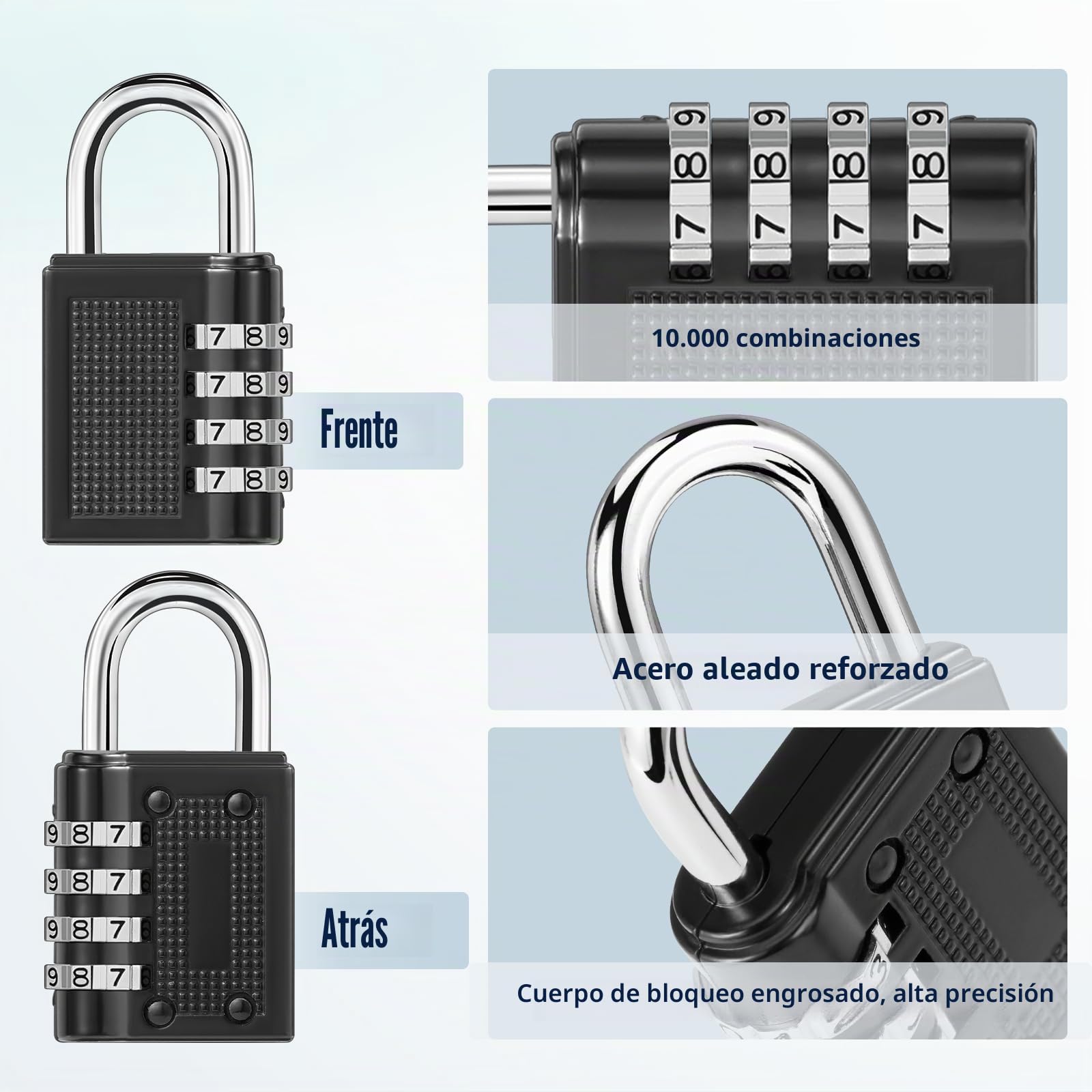Oderra 4 Dígitos Candados de Combinación, Candado Taquilla, de Seguridad de Aleación de Zinc Adecuado para Dormitorios, Gimnasios, Cobertizos, Almacenes, Portones