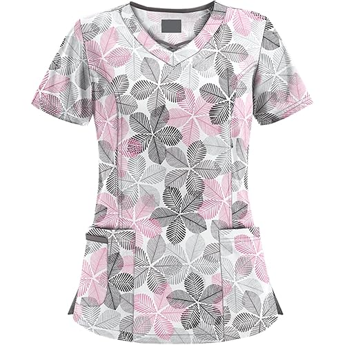 Going Out Tops for Women, Fall Short Sleeve Scrub Ladies Oversized Pub Nice Comfortable Floral T Shirts Fit