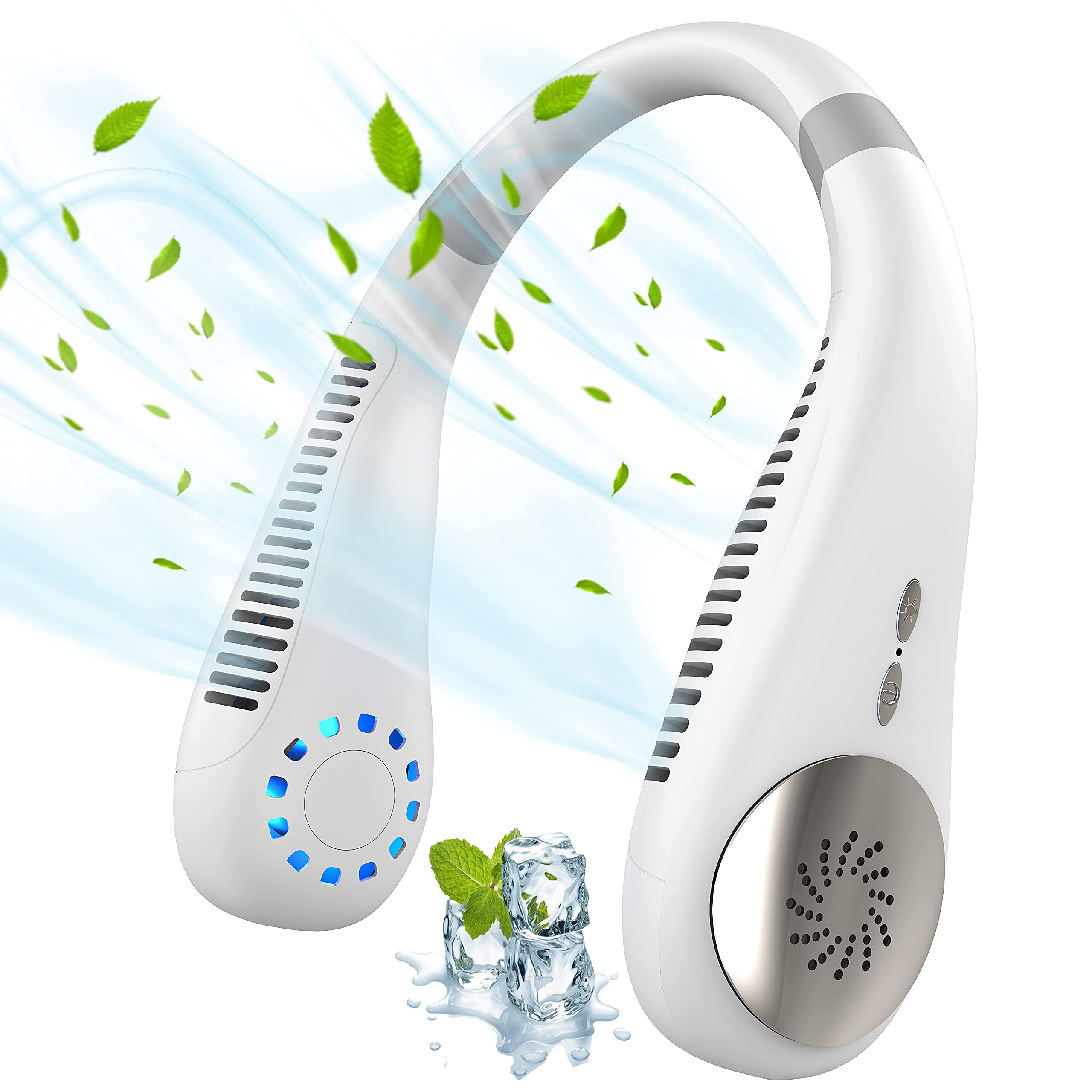 Portable Neck Fan, Personal Fan, Hands Free Semiconductor Cooling Bladeless Fans, 4000mAh Rechargeable Leafless Mini USB Fan, 3 Speeds, Colorful Lights for Outdoor Home Office Gift (B098B86R3X) Amazon Price History, Amazon Price Tracker