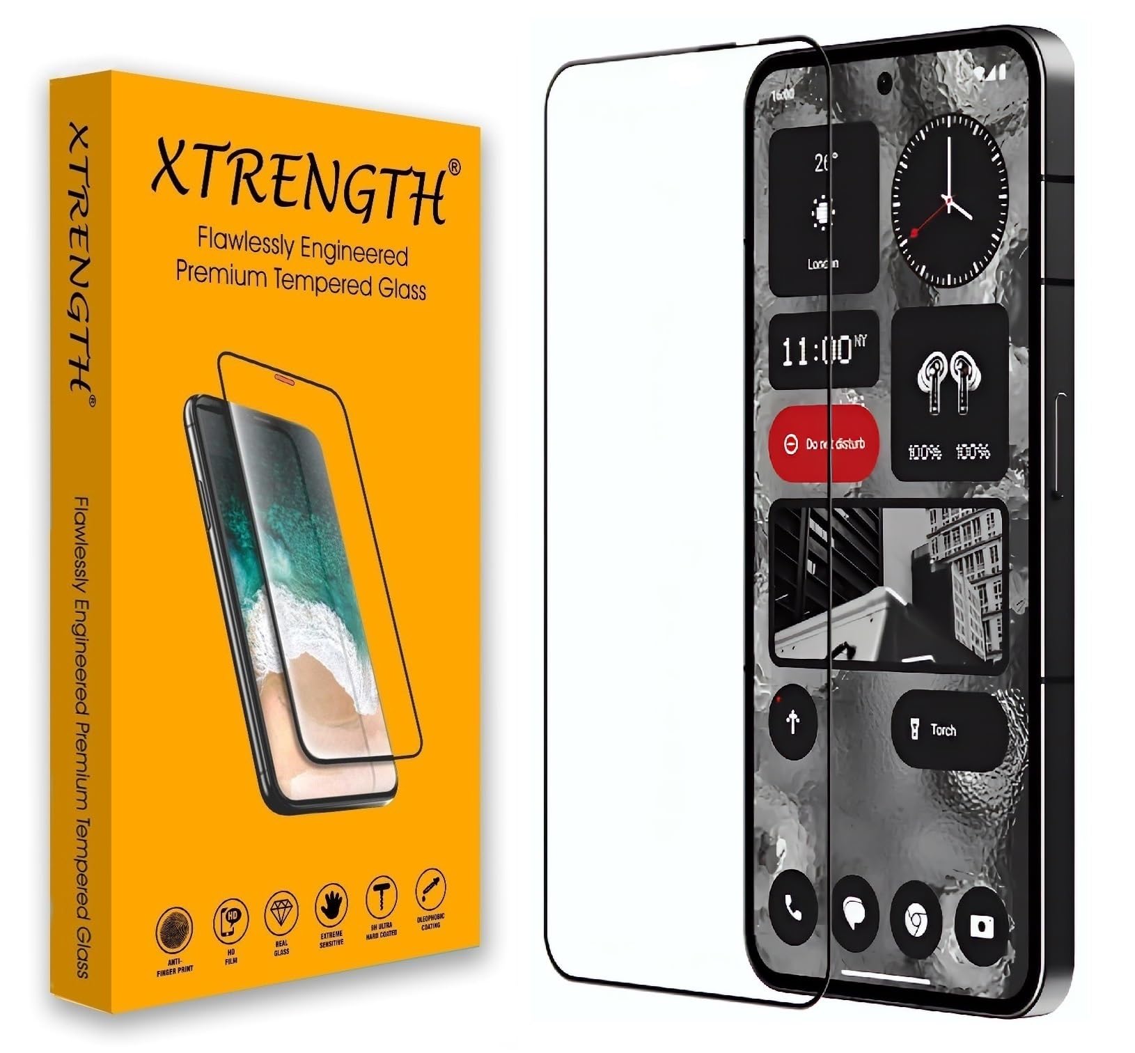 XTRENGTH Advanced Hd+ Tempered Glass Screen Protector Designed For Nothing Phone 2 (6.7") - Edge To Edge Full Screen Coverage With Easy Installation Kit (Anti-Scratch) For Cellphone