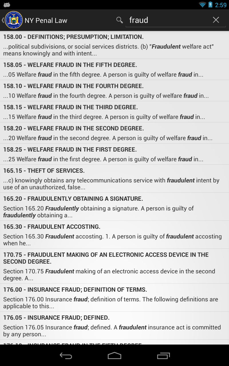 2015 NY Penal Law App on Amazon Appstore