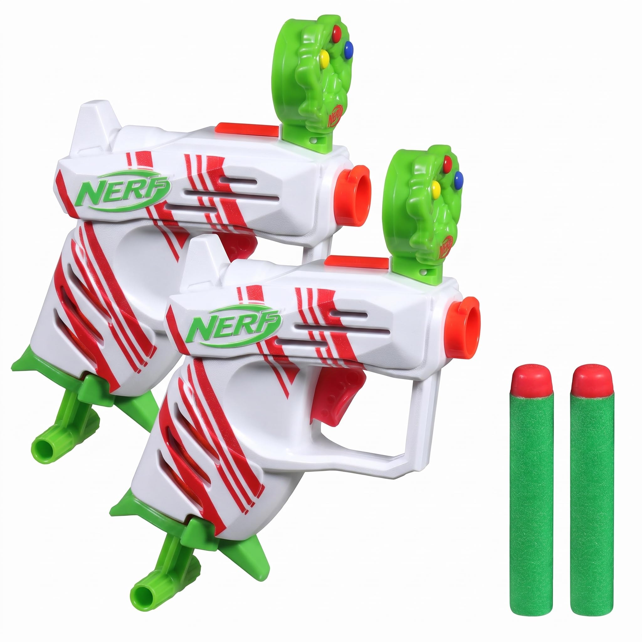 Nerf Elite 2.0 Jolly Dash Blaster, 2 Elite Darts, Pull to Prime, Winter Toy Foam Blaster for 8 Year Old Boys &amp; Girls (Pack of 2)