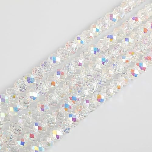 Cuentas de vidrio AB Rondelle blancas de 0.394 in para la fabricación de joyas, 250 unids forma de Briolette facetada de cuentas espaciadoras de
