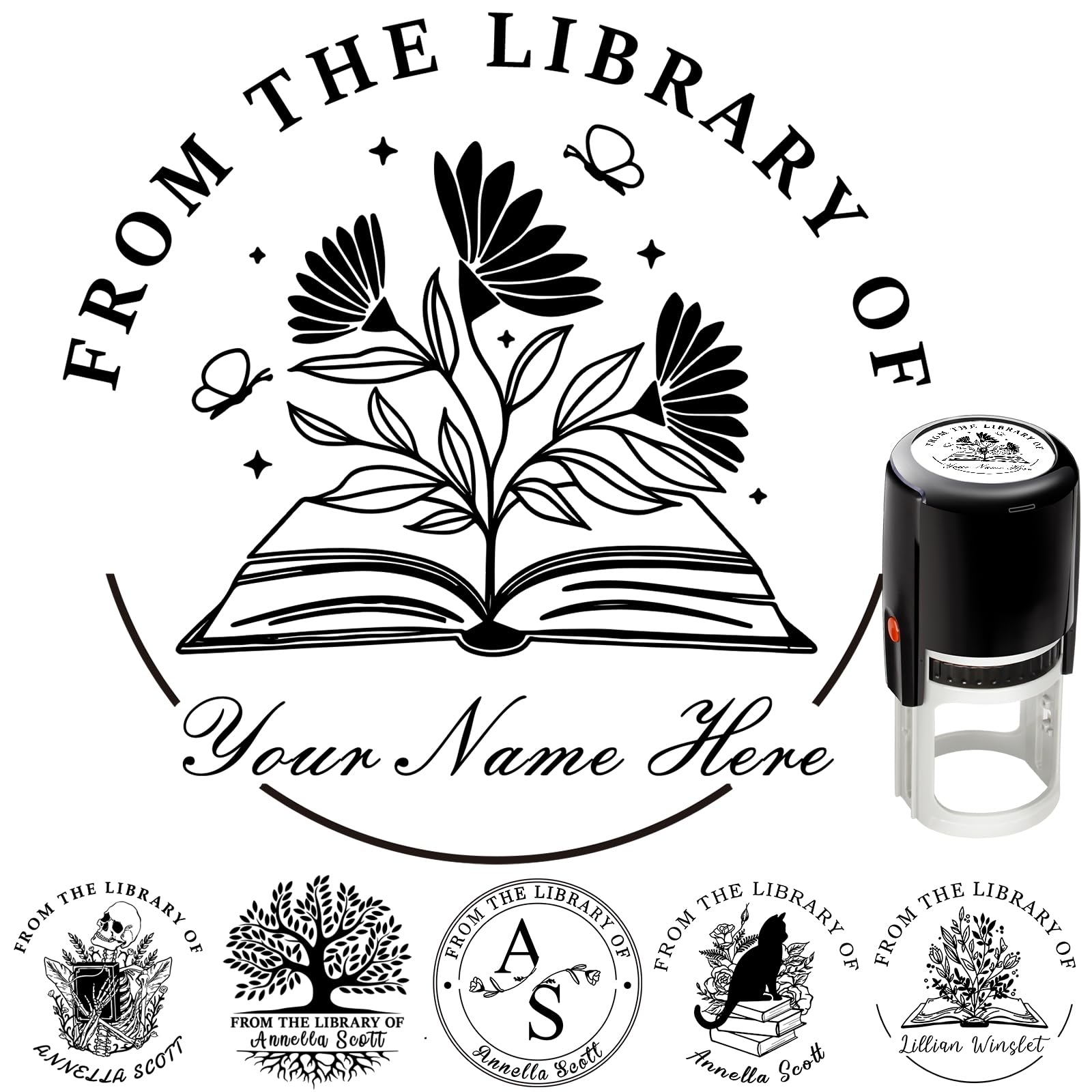 Gbvllexuii Library Stamp Book Embosser Personalized From The Library Of Embosser Custom Stamp Self Inking 4 Color And Font Choices Ex Libris