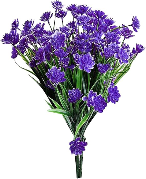 Amazon Co Jp 名前いりプレゼント女性 偽人工2 Pcs植物屋外人工プラスチック 緑色植物ホーム装飾 花用ワイヤー Purple One Size ホーム キッチン