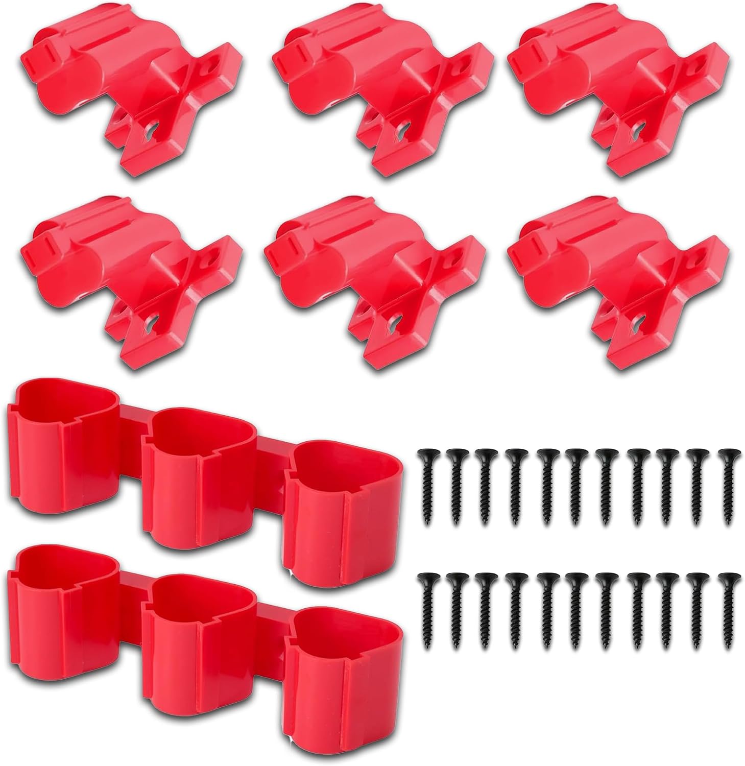 Tool Holders and Battery Holder Wall Mount for Milwaukee M12 12V Tools – All-in-One Organizer Kit with Screws for M12 Drill, Impact Driver, Hackzall, Multi-Tool – Fits Workbench, Van, Toolbox