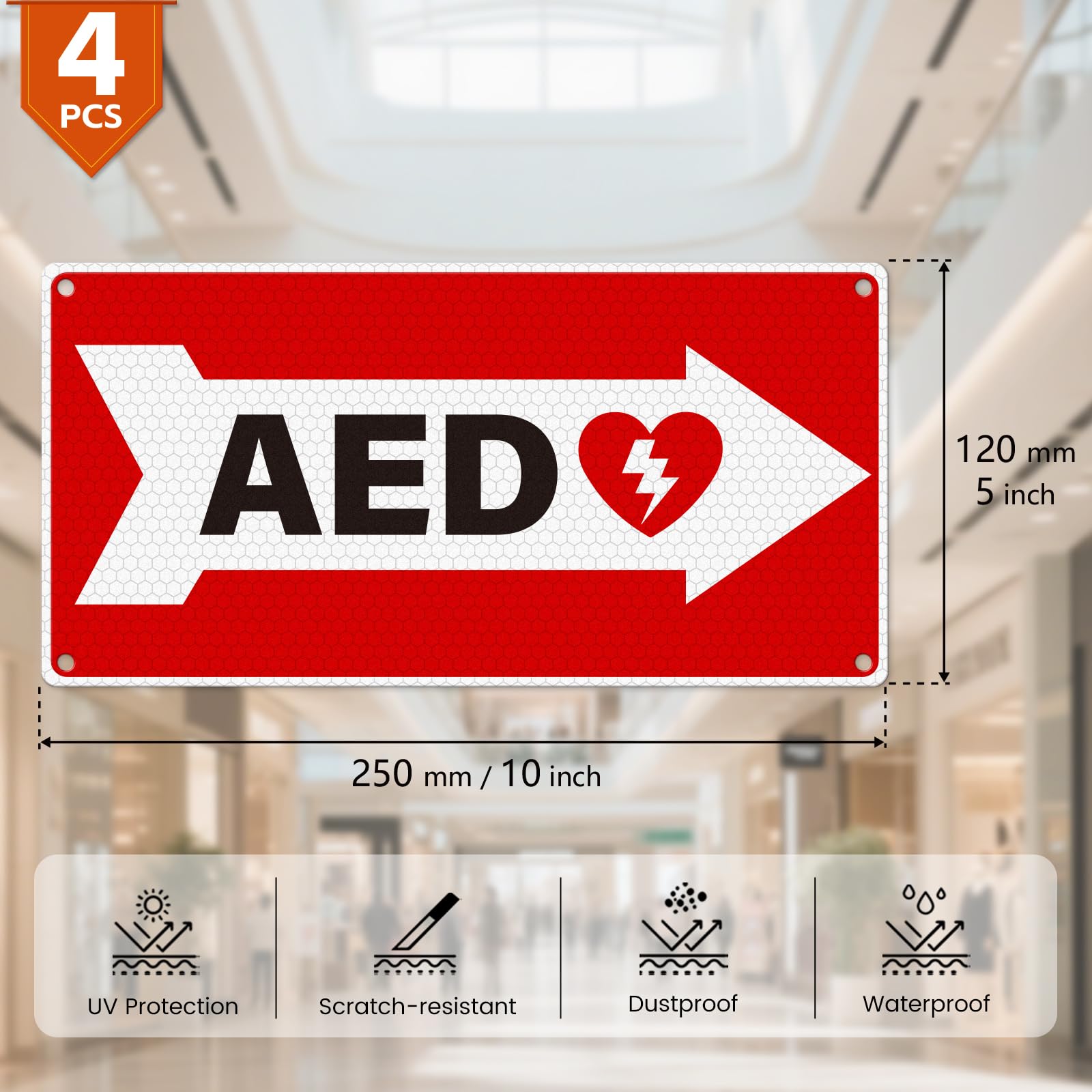 AED Panneau flèche droite 25,4 x 12,7 cm