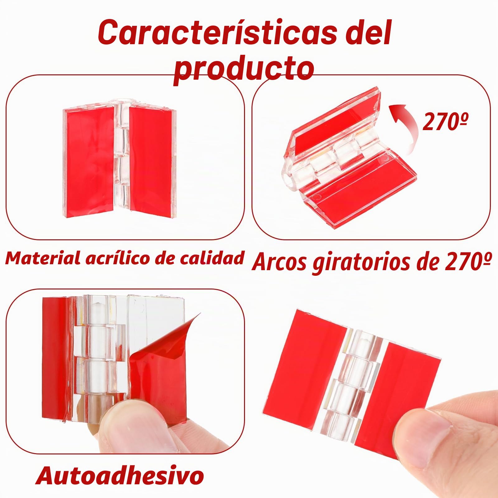 8 piezas de bisagras de plástico transparente, bisagras acrílicas pequeñas autoadhesivas, bisagra de piano continua, bisagra plegable, herramientas para bisagras de gabinete, acuario, tapa de mueble