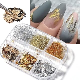 Nail Art Foil Flakes - 6 Colors Glitters, 3D Decoration DIY Design Accessories for Nail Art, Makeup, Graft