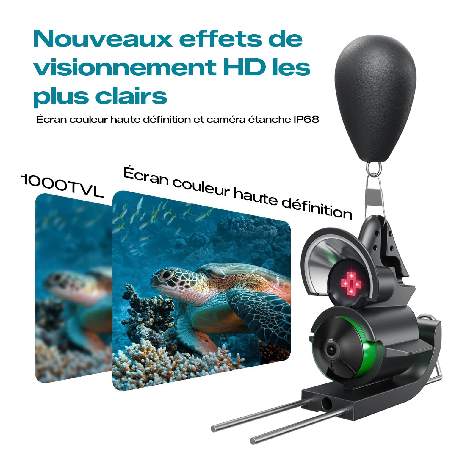 FourQ Sondeur Vidéo Pêche sous-Marine, Écran HD 4,3", Grand Angle 220°, Caméra Vision Nocturne IR, Câble Étanche 30m, 5000mAh, Idéal Pêche sur Glace, Lac, Bateau, Kayak