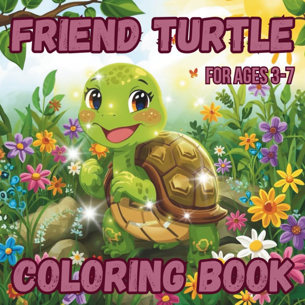 FRIEND TURTLE COLORING BOOK FOR KIDS AGES 3-7: Cute and Simple Turtle Coloring Pages for Fun, Creativity and Relaxation | Easy Designs for Preschool and Early Elementary Kids