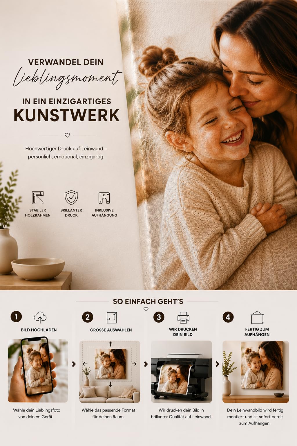 Pet-Jos Foto auf Leinwand mit eigenem Bild – Personalisierter Leinwanddruck auf Keilrahmen – Individuelles Wandbild als Fotogeschenk – Brillante Farben und Premium Qualität (Vertical, 100 x 70 cm)