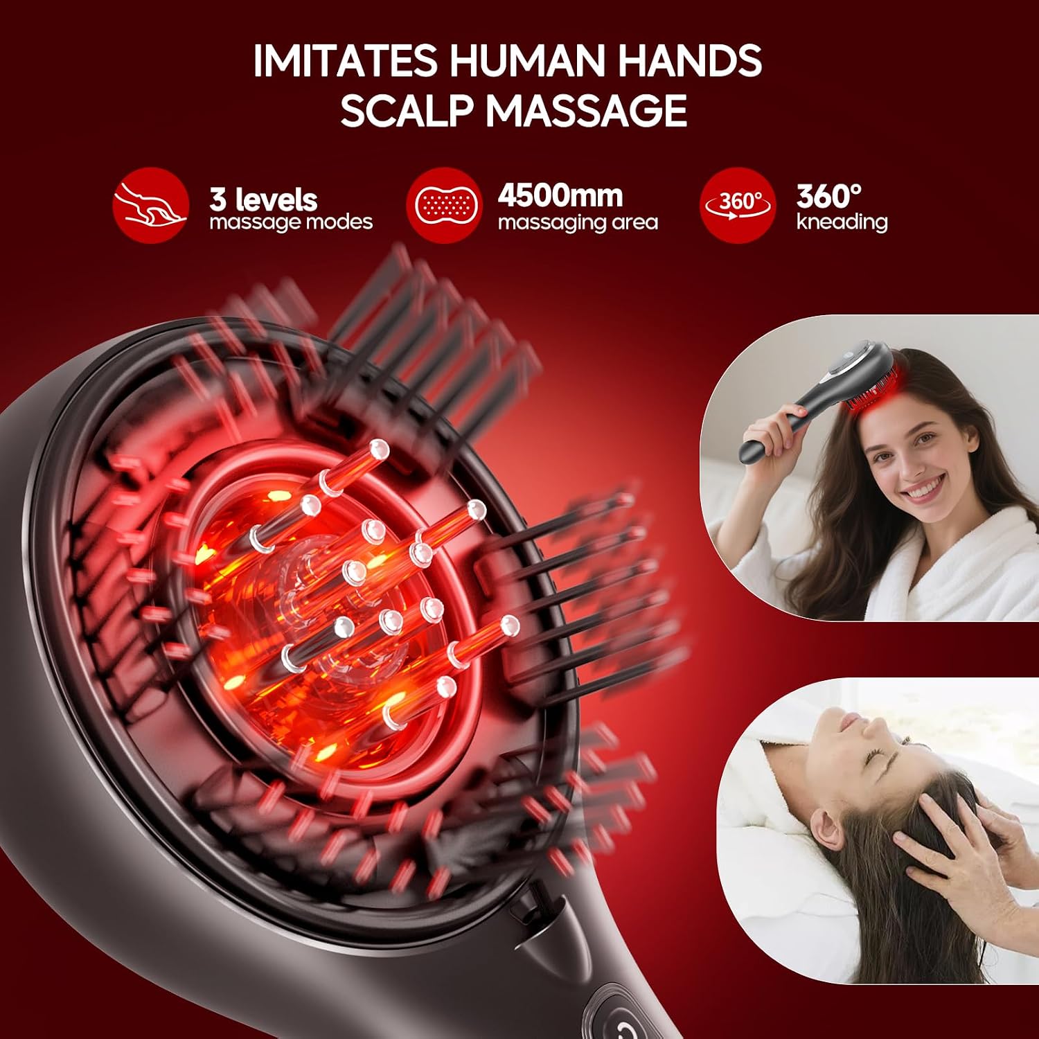 Morfone Upgrade 3 in 1 Electric Scalp Massager Brushes, Hair Oil Applicator, IPX7 Waterproof Scalp Massager Comb, Cordless & Portable Adjustable Modes for Men Women (Gray)