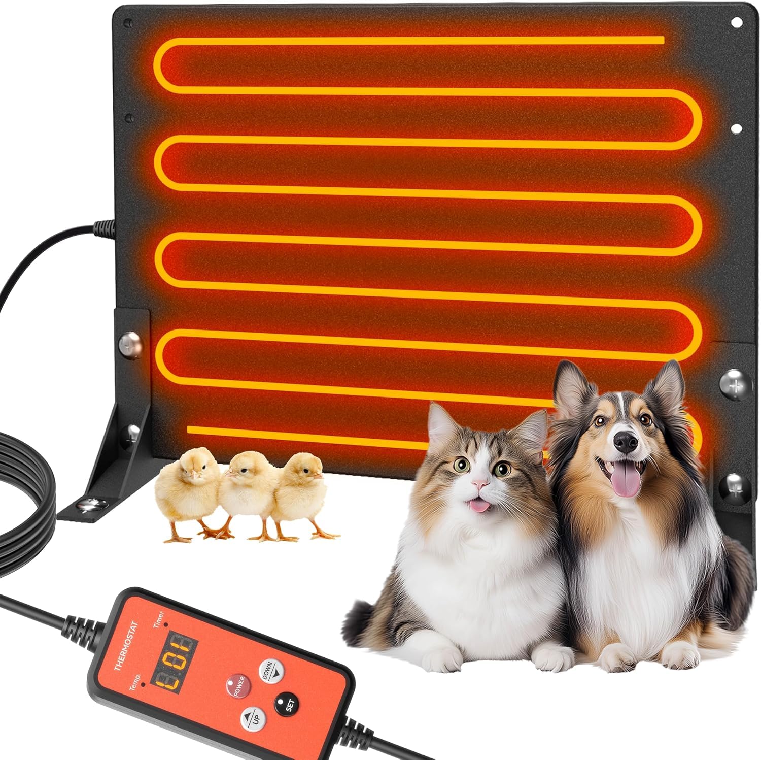 Calentador para Gallinero 140 Watts Calentador para Gallinero Accesorios para Gallinero Calentador para Gallinero Adecuado para Granja/Casa Gatito (negro)