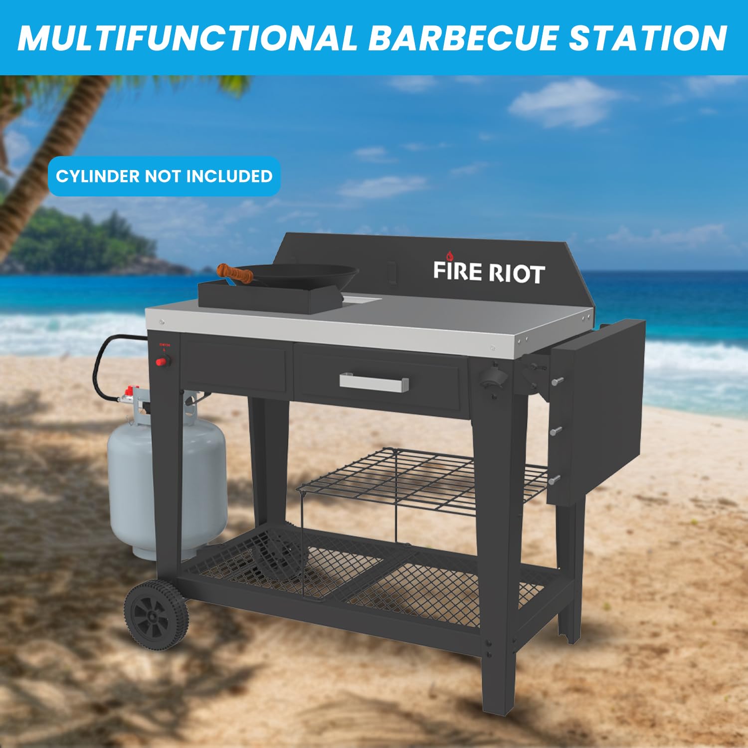 Heavy-Duty Outdoor Wok Cooking Station – 50,000 BTU Wok Burner - High-Performance 12.59” Carbon Steel Wok - Perfect for Stir-Frying, Searing, Tailgating, Fishing and Outdoor Wok Station