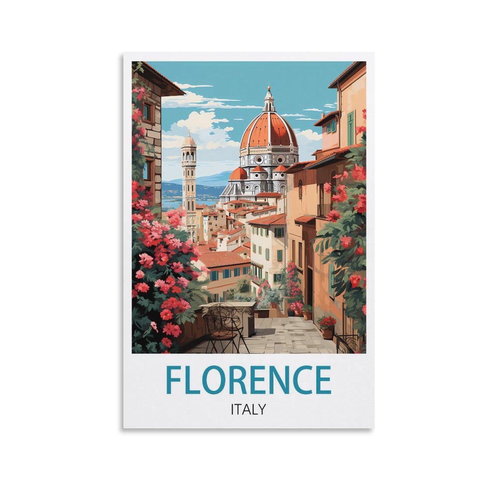 Lolwnni Unframe-Style Florence Italy Vintage Travel Posters 12X18inch(30X45cm) Canvas Wall Art Print Picture Paintings For Living Room Bedroom Decor
