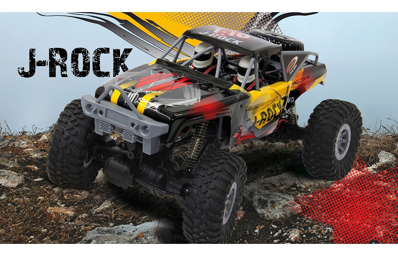 Jamara 410113 - J-Rock Crawler 4WD 1:10 Li-Ion 2,4GHz – Multigiocatore, 2 Motori, Anti-distorsione, Telaio ammortizzato, pneumatici in gomma
