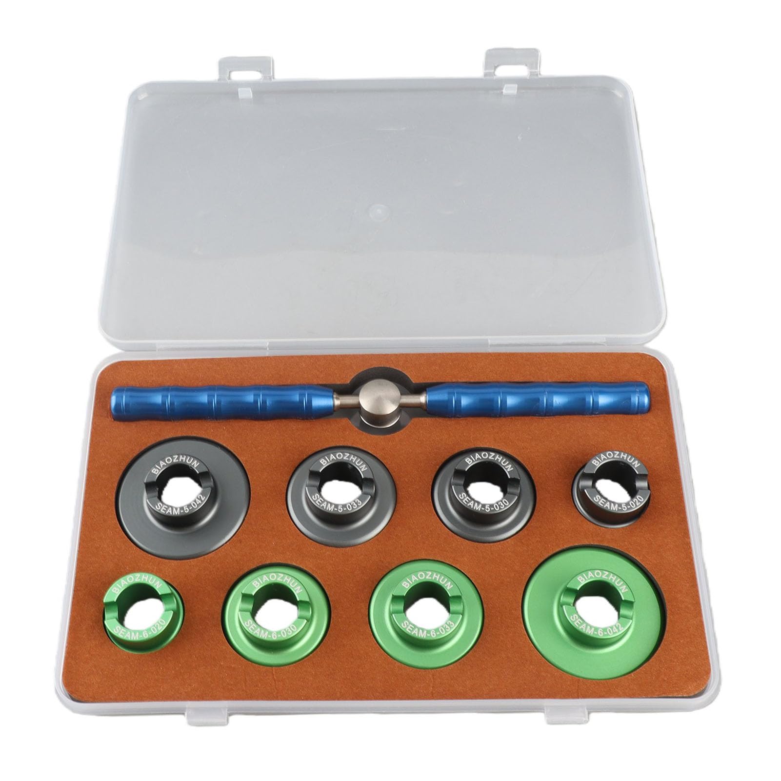 Abrelatas profesional para la parte posterior de relojes, herramienta de reparación de relojes con 8 matrices intercambiables, mango antideslizante para el cambio de pilas,