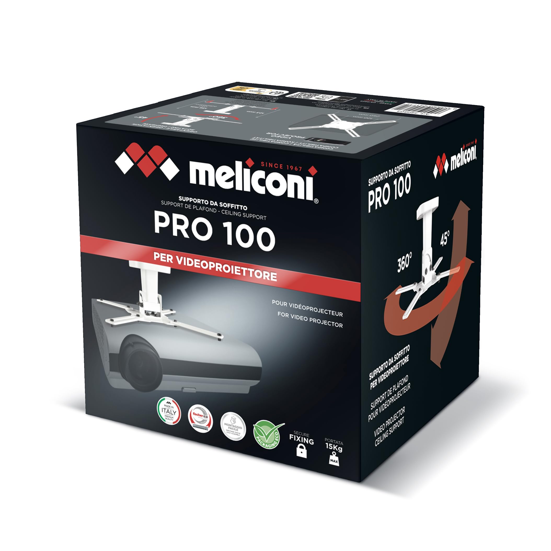Meliconi 480804 Pro 100 Support de Fixation pour vidéoprojecteur – Blanc