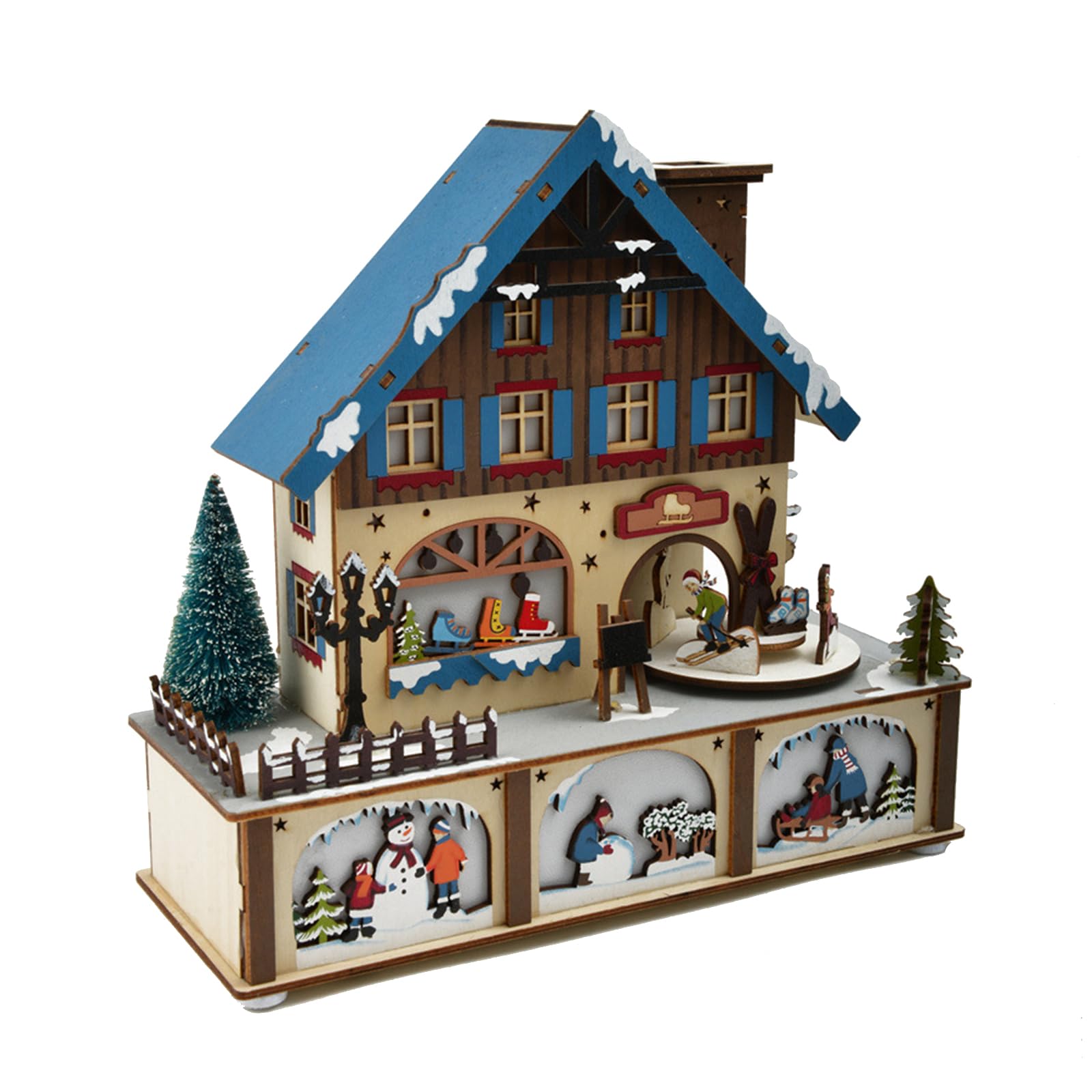 Maison de Village de Noël Lumineuse - Bâtiments Musicaux et Décorations pour Table - Décoration à Piles pour la Maison