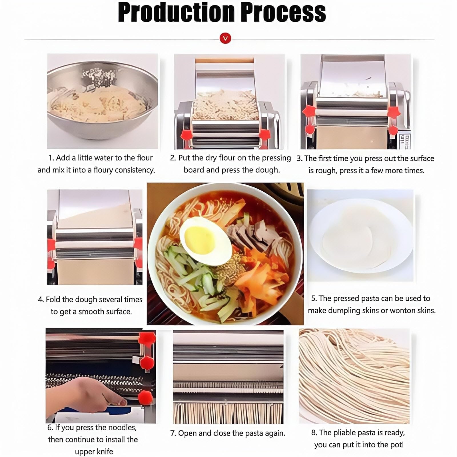 Cortador De Masa Comercial De Acero Inoxidable, Máquina Para Hacer Pasta Eléctrica Totalmente Automática, Para Espaguetis, Ravioli, Ajuste De Espesor Para Uso Doméstico(1.8mm round knife)