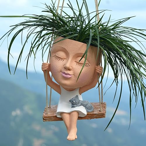 Macetero colgante de cara, macetas colgantes para plantas de interior, macetas para plantas, macetas de cara, macetas de cabeza, maceta con cabeza