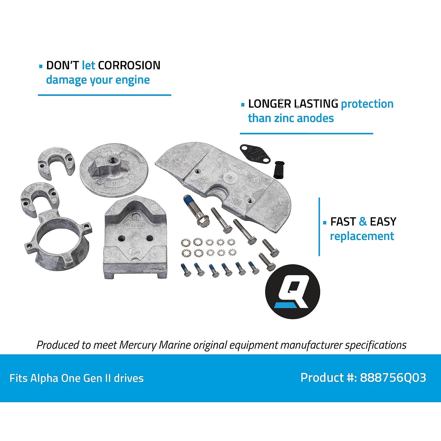 Amazon.com : Quicksilver 888756Q03 Aluminum Anode Kit for Alpha