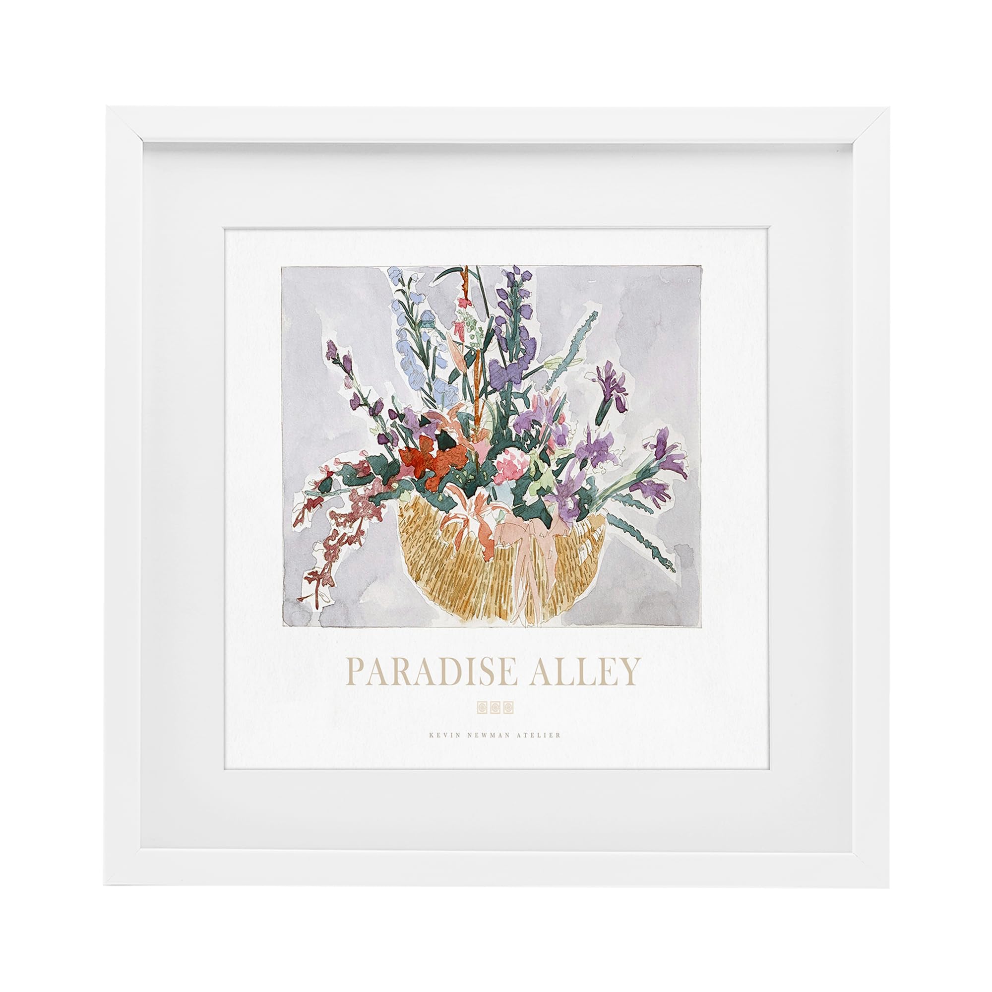 Stupell Industries Coastal White (Textured) 'Paradise Alley Basket Of Flowers'| Framed Print Under Glass