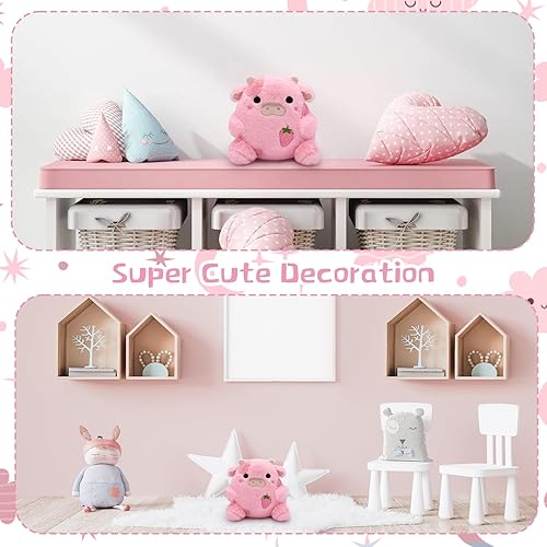 Miniatura 10 de Muñeco de peluche de vaca rosa, animales de peluche kawaii, Sakura, almohada de peluche para abrazar para niños, niñas, niños, regalos de cumpleaños