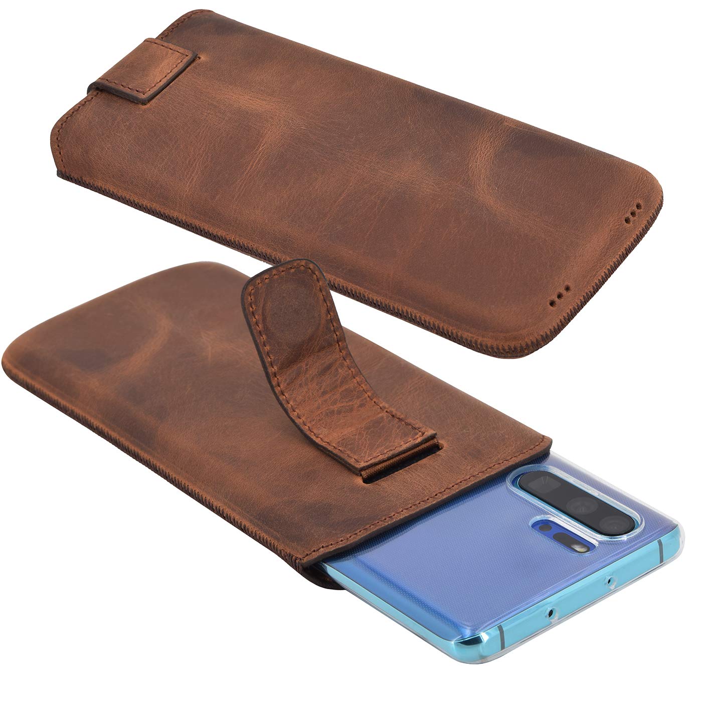 Suncase - Custodia in vera pelle Slim-Edition, compatibile con Huawei