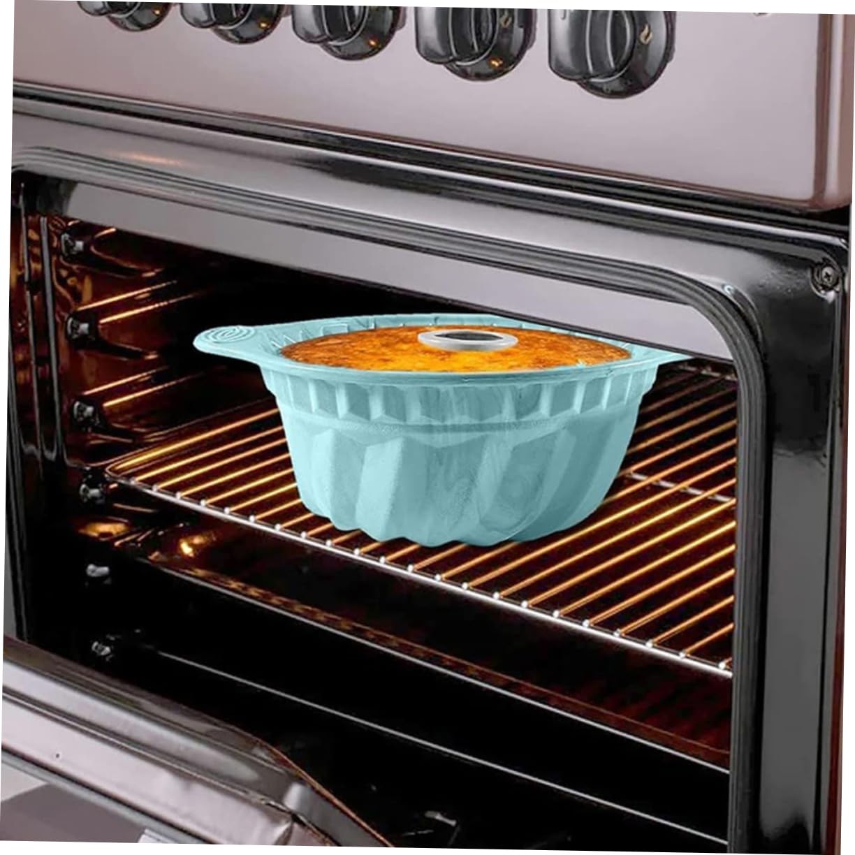 IMIKEYA Set 3 Stampi per Torte in Silicone Rotondi Scanalati | Chiffon e Mousse, Apertura Centrale Tipo Stufa, Capienza Ampia e Struttura Antistrappo