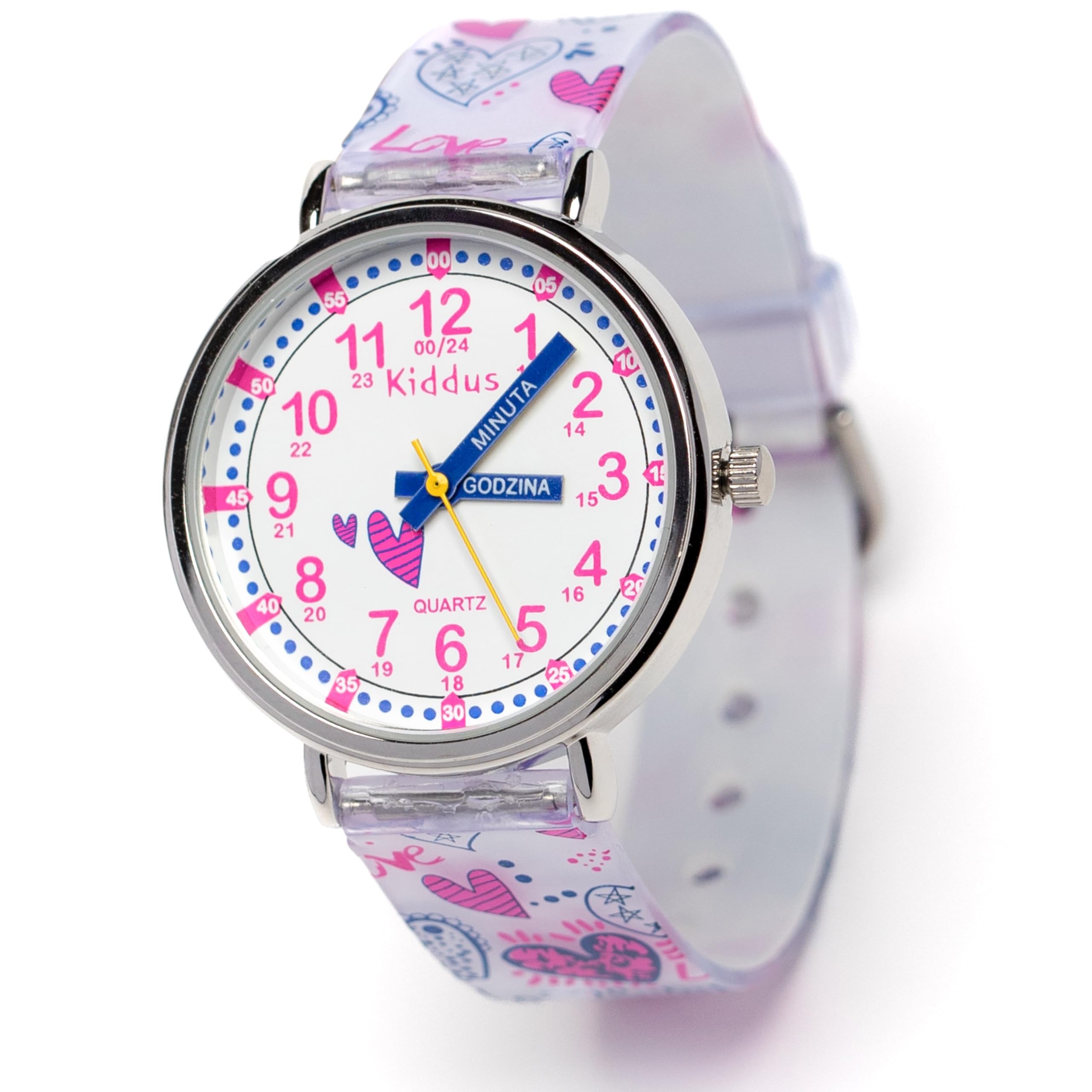 Kiddus Reloj Educativo Infantil para Niño y Niña a Partir de 5 Años, Sumergible 5ATM, Reloj Analógico para Aprender la Hora, Mecanismo Japonés