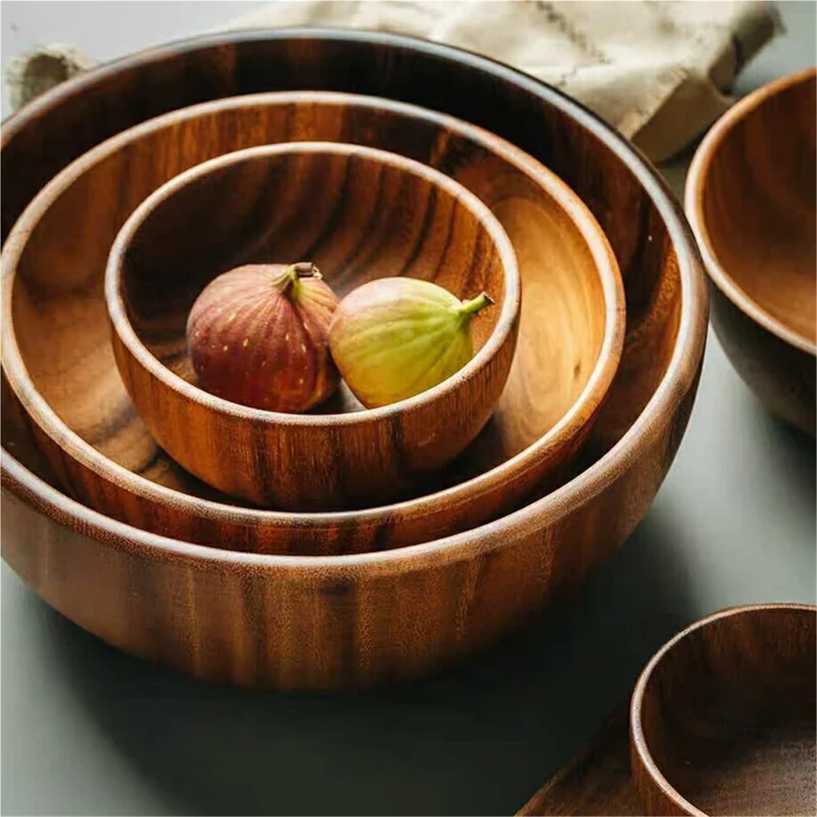 Fruitero de madera, Tazón De Madera Ensalada Sopa Frutas Fideos Ramen Vajilla Cocina