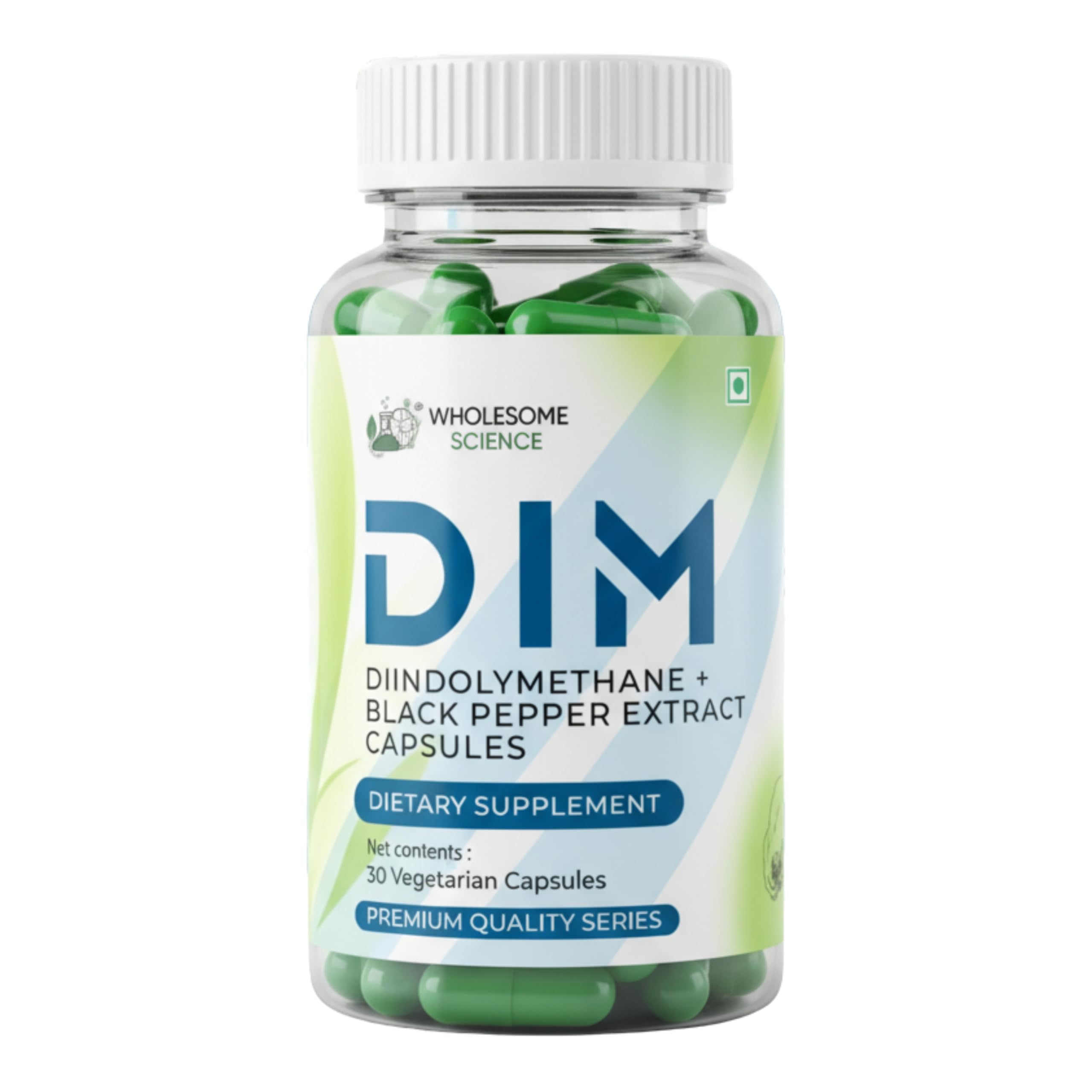 WHOLESOME SCIENCE DIM Diindolylmethane 200 mg with Black Pepper Extract Capsules – Hormonal Balance & Estrogen Support – Plant-Based, Non-GMO, Soy-Free – Third-Party Lab Tested, 30 Capsules