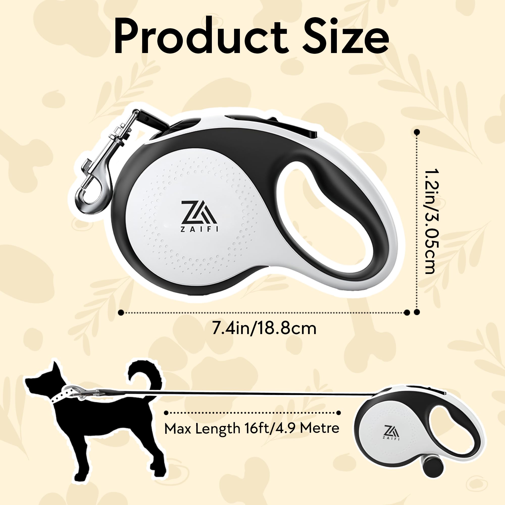 Retractable Dog Lead for medium dogs with Poop Bag Holder Extendable Dog Lead, 360° Tangle-Free Design - Image 4