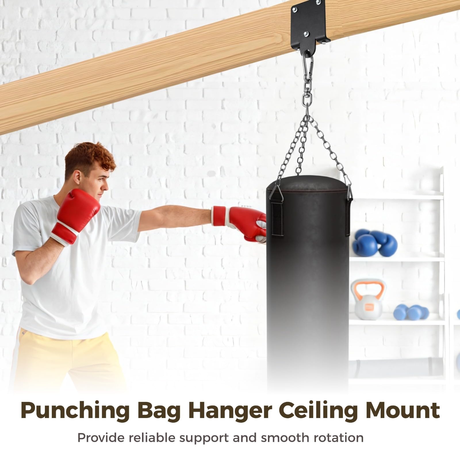 Epicover Heavy Duty Punching Bag Hanger, Boxing Bag Beam Mount, Heavy Bag Ceiling Mount, 360 Degrees Rotation Metal Hanging Hook for Punching Bag, Gym Swing, Trapeze, Hammock, Pilates