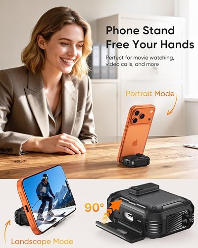 Miniatura 5 de MoKo Funda para AirPods Pro 2 con candado, compatible con MagSafe, soporte de teléfono y auto emergente para AirPods Pro de 21 generación, funda