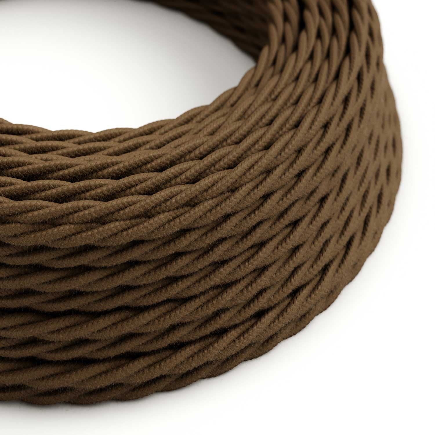 Creative-Cables L'originale cavo elettrico rivestito in tessuto 3 x 0,75 mm² (10 m, Marrone Espresso TC13) – Trecciato, cotone – Sicurezza certificata, made in Italy